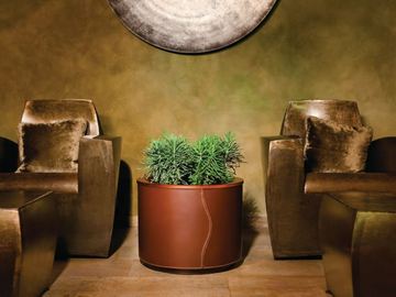 CUIR - Round leather plant pot with automatic watering by Hobby Flower - view 3